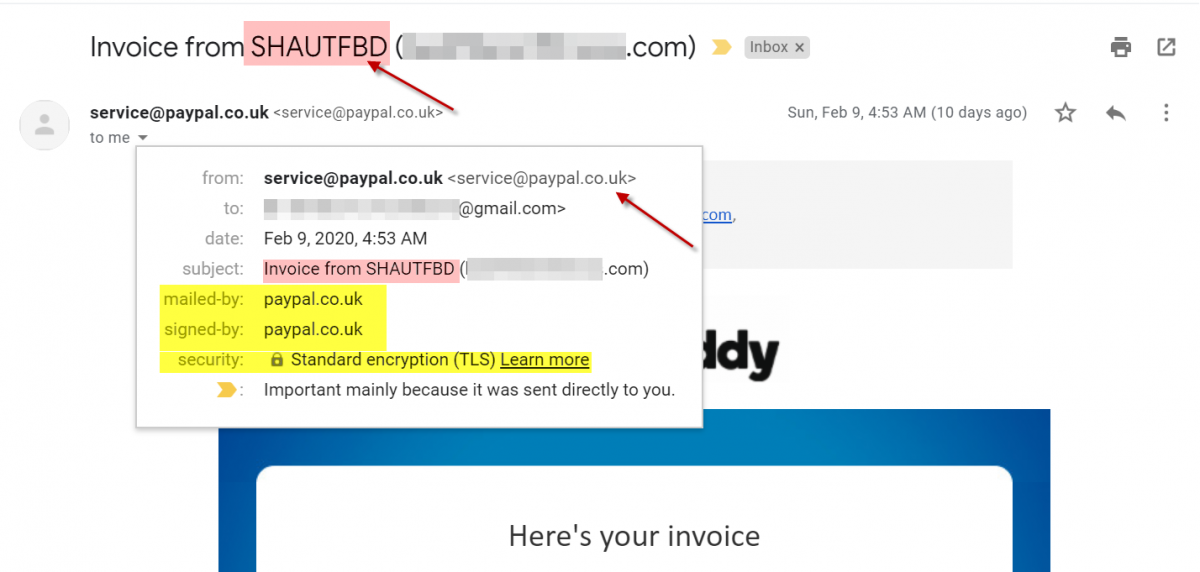 paypal fake invoice